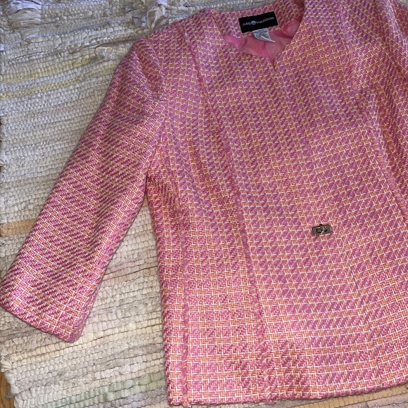 Sag Harbor Pink and Orange Tweed Blazer Jacket Size 8 - Picture 2 of 8